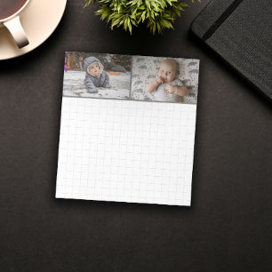 Grey Border 2 Photos Grid Pattern Notepad