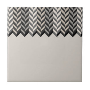 Grey Bordered Herringbone Stripes Pattern Tile
