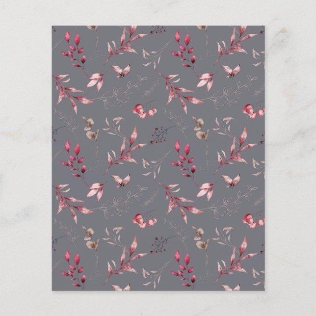 Grey Botanical Scrapbook Paper | Floral Craft (Front)