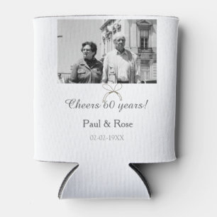 Grey bow cheers to 60 years anniversary wedding can cooler