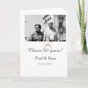 Grey bow cheers to 60 years anniversary wedding card