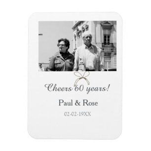 Grey bow cheers to 60 years anniversary wedding magnet