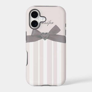 Grey Bow with Print Jewels & Stripes iPhone Case