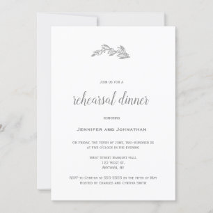 Grey branch rehearsal dinner invitations