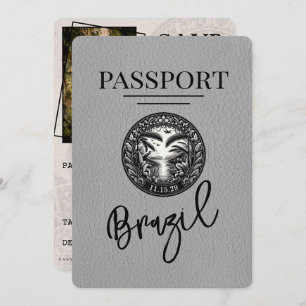 Grey Brazil Passport Save The Date