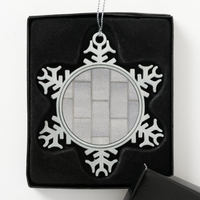 Grey Brick Cement Sidewalk Snowflake Pewter Christmas Ornament (Box)