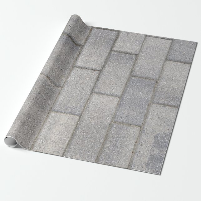 Grey Brick Cement Sidewalk Wrapping Paper (Unrolled)