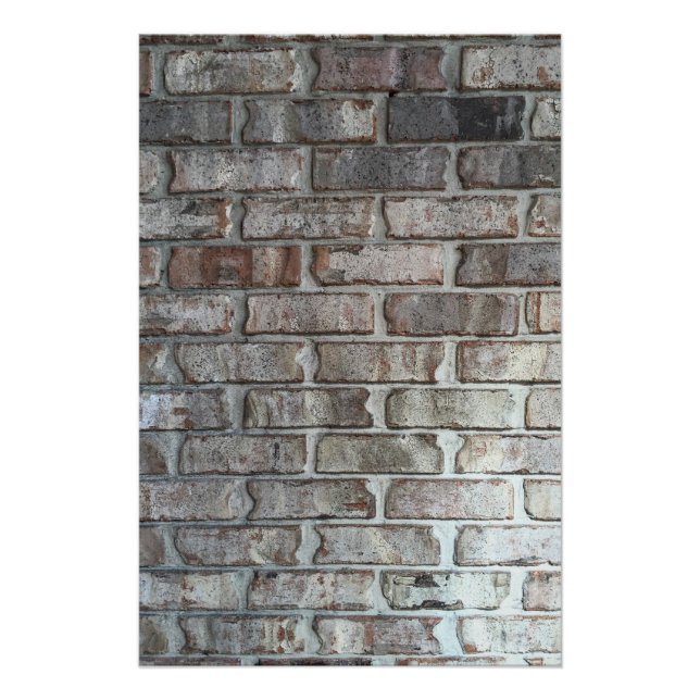 Grey Brick Wall Grunge Bricks Background Texture Poster (Front)