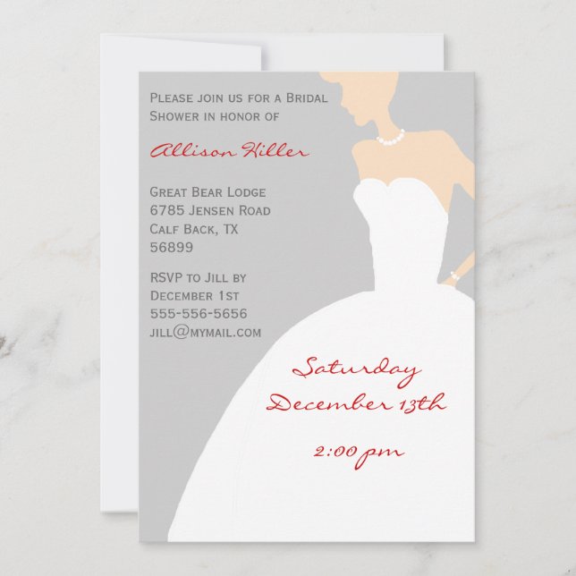 Grey Bridal Shower Invitation (Front)