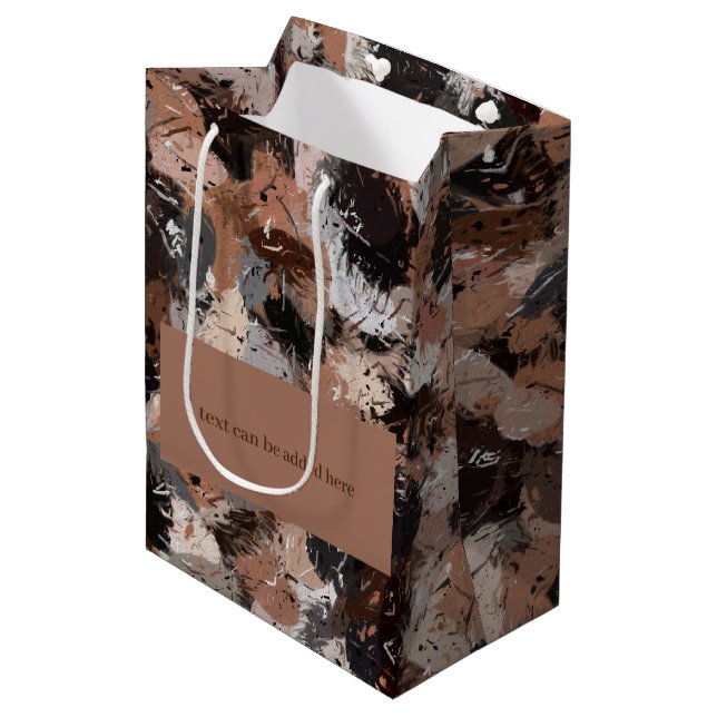 Grey, Brown and Black Paint Splatters  Medium Gift Bag (Front Angled)