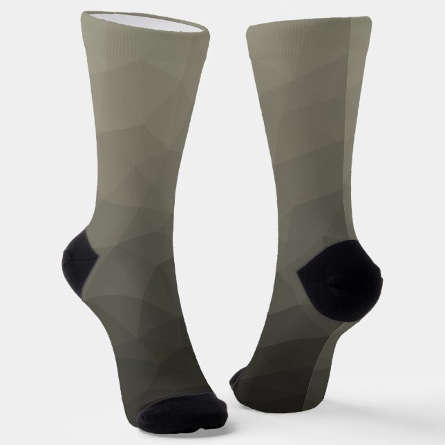 Grey brown army military gradient geometric mesh socks (Angled)