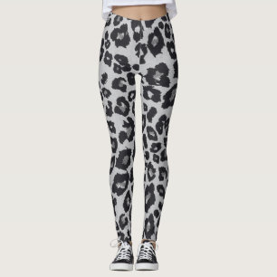 Grey Brown Black Leopard Animal Print Leggings