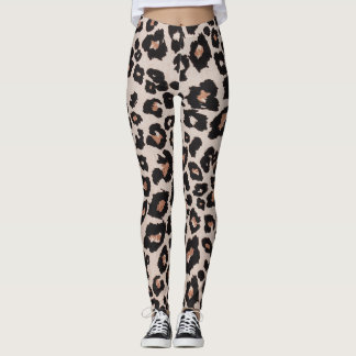 Grey Brown Black Leopard Animal Print Leggings