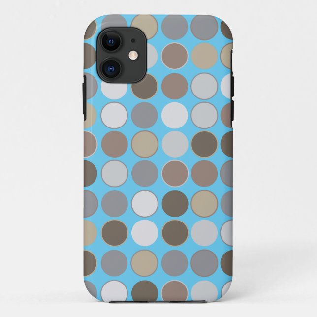 Grey & Brown Circles w/Blue Modern Pattern Case-Mate iPhone Case (Back)