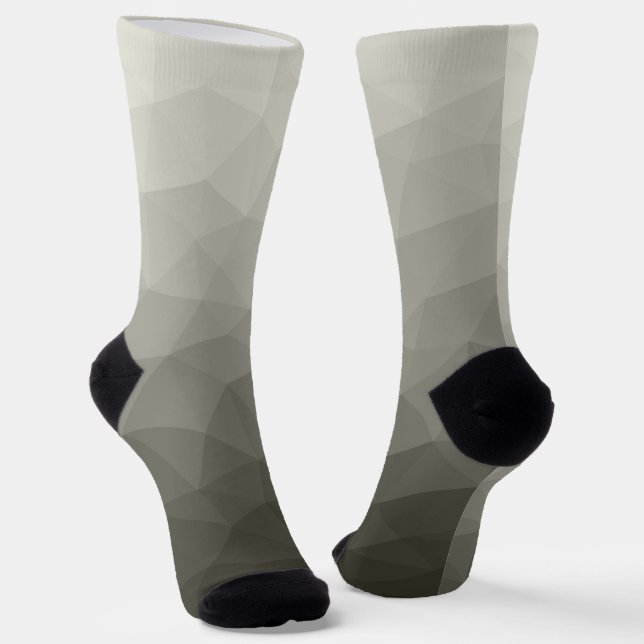 Grey brown light army gradient geometric mesh socks (Angled)