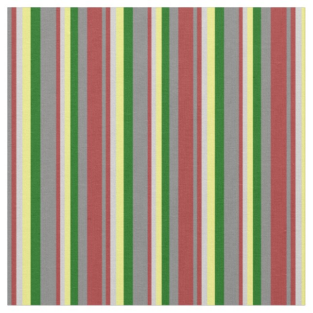 Grey, Brown, Light Grey, Yellow, and Dark Green Fabric (Close Up)
