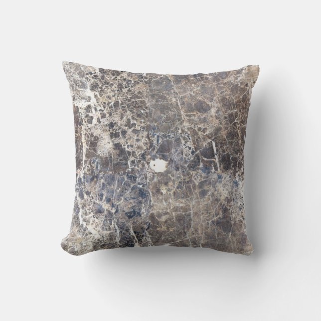 Grey Brown Marble Rustic neutral Stone Cushion (Front)