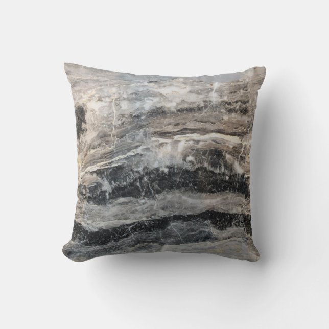 Grey Brown Marble Rustic neutral  Throw Pillow (Front)