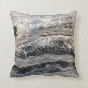 Grey Brown Marble Rustic neutral  Throw Pillow