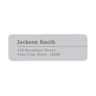Grey Brown Modern Clean Minimalist return address Label