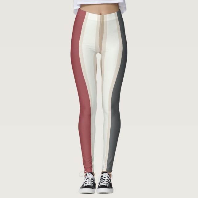 grey brown stripes leggings (Front)