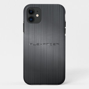 Grey Brushed Aluminium Metal Print iPhone 11 Case