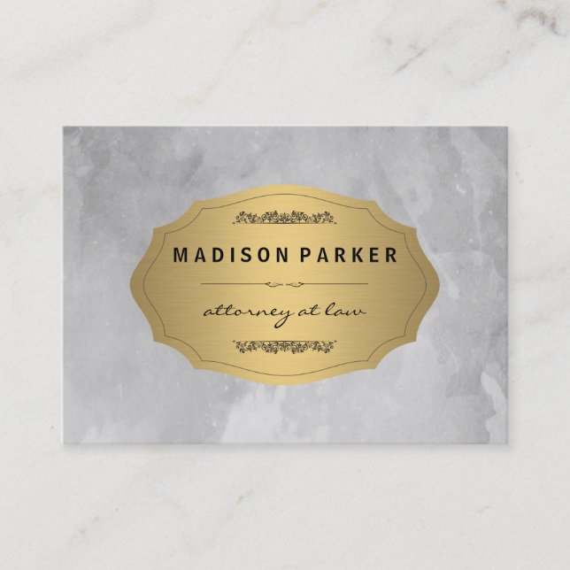 Grey Brushed Elegant Gold Label Appointment Card (Front)
