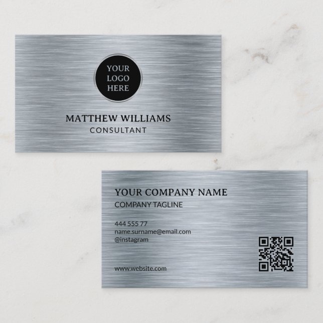 Grey Brushed Metal Business Card (Front/Back)