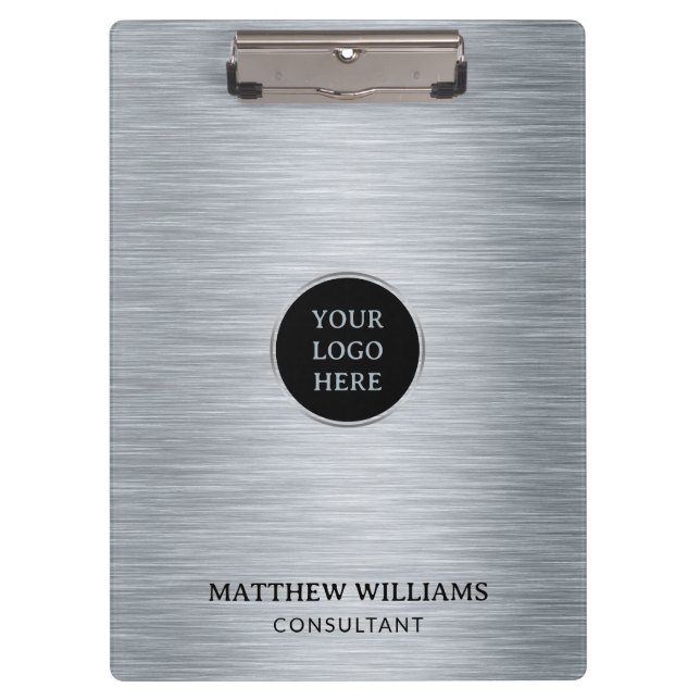 Grey Brushed Metal Clipboard (Front)
