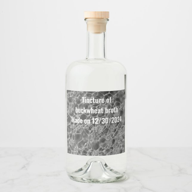 Grey Bubble Design Liquor Bottle Label (Front)