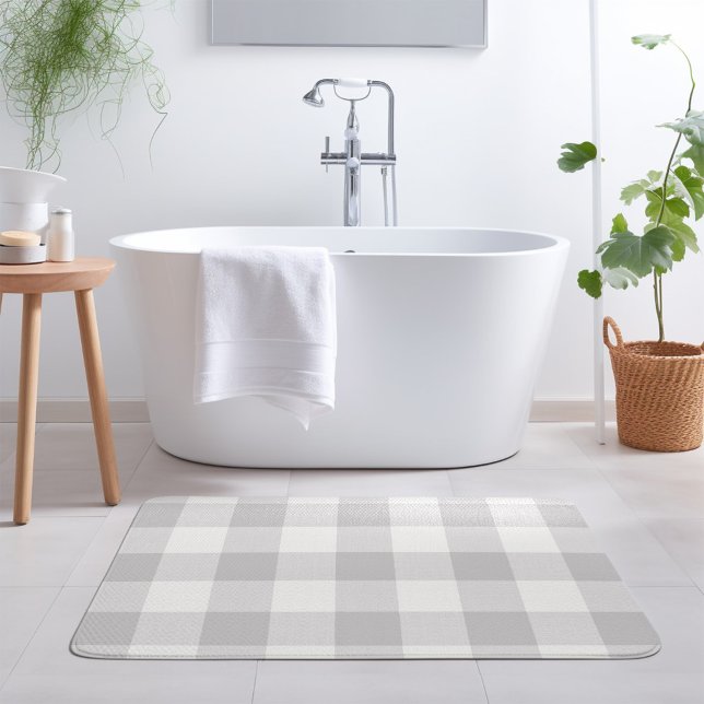 Grey Buffalo Check | Modern Farmhouse Bath Mat (Creator Uploaded)