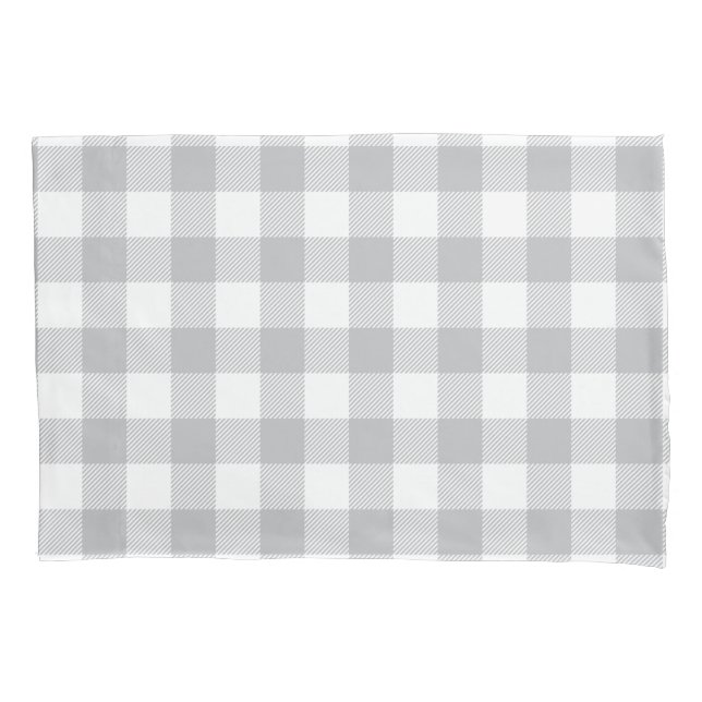 Grey Buffalo Plaid Chequered Pattern Pillowcase (Front)