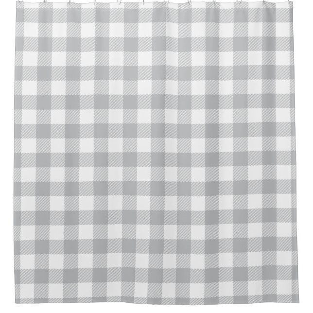 Grey Buffalo Plaid Chequered Pattern Shower Curtain (Front)