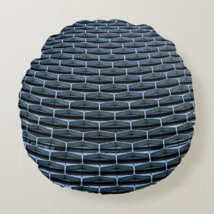 Grey building under clear blue sky round cushion