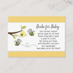 Grey Bumble Bee Baby Shower Book Request Cards