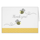 Grey Bumble Bees Folded Thank you Card Note card