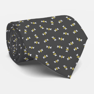 Grey Bumblebee Seamless Pattern Tie