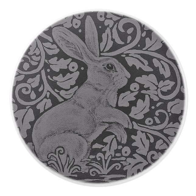 Grey Bunny Rabbit Cabinet Knob Original Art