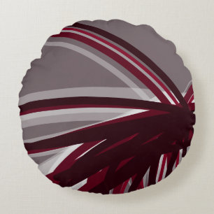 Grey & Burgundy Artistic Ribbons Round Pillow