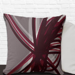 Grey & Burgundy Criss Cross Ribbon Design Cushion<br><div class="desc">Grey and burgundy throw pillow features a modern artistic ribbon design with shades of burgundy and grey with white accents on a grey background. This abstract composition is built on combinations of repeated ribbons that cross-cross, which are overlapped and interlaced to form an interesting artistic design. The grey, burgundy, white...</div>