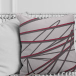 Grey & Burgundy Modern Elegant Abstract Cushion<br><div class="desc">Modern throw pillow features an elegant abstract linear composition in burgundy and wine on a grey background. An artistic abstract design with an organic linear design features grey and burgundy accents on a lighter grey background. The artistic design on the front is a layered composition to offer depth and perspective...</div>
