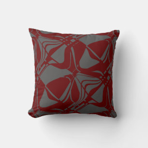 Grey Burgundy Red Slanted Contemporary Art Print Cushion