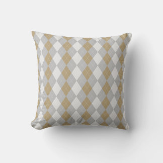 Grey & BURLAP BROWN Diamonds ARGYLE Pattern Cushion