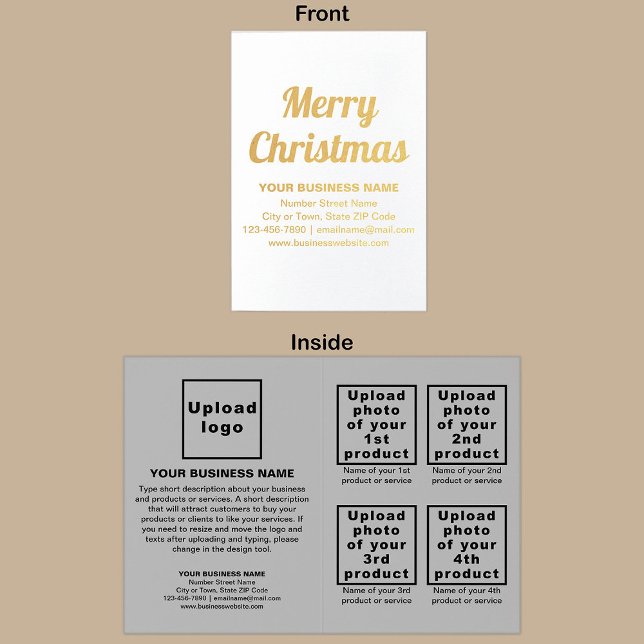 Grey Business Brand on Christmas Foil Card (Gray business brand with products or services on Christmas folded foil card.)
