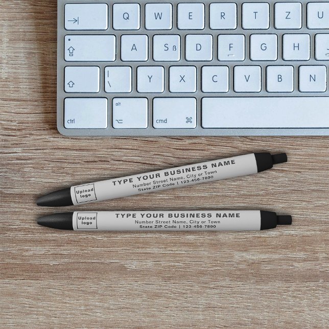 Grey Business Brand on Ink Pen (Ink pen with gray barrel and your business brand)