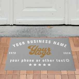 Grey Business logo Company name Branded Doormat