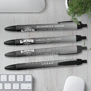 Grey Business logo name Company Brand Custom Black Ink Pen