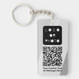 Grey Business Logo QR code Photo Simple Office Key Key Ring