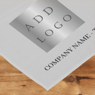 Grey business logo text short table runner
