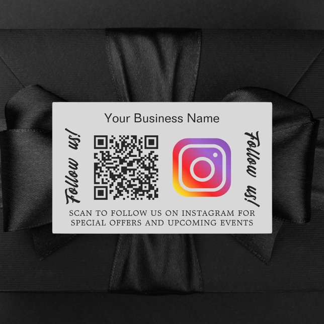 Grey business name qr code Instagram Rectangular Sticker (Creator Uploaded)